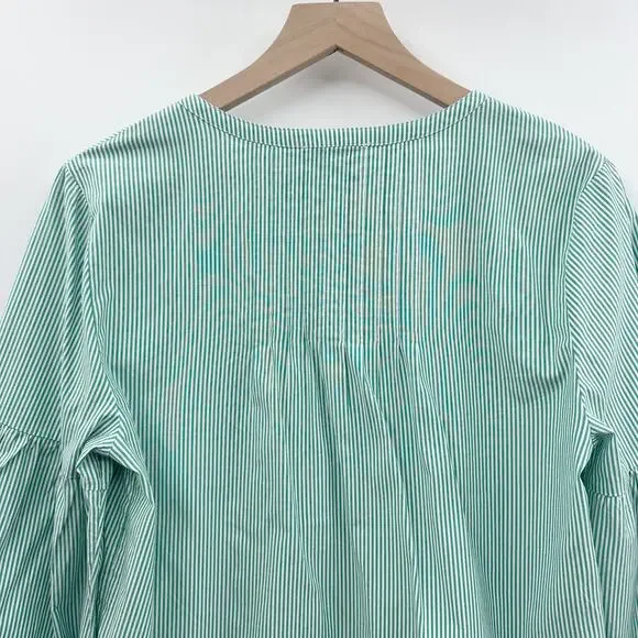 Vinyard‎ Vines Striped Pintuck Long Sleeve Top in Stripe Seawall Green Size S - Picture 6 of 11